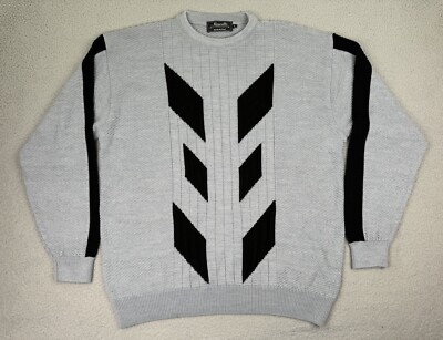 Marcello Sweater Mens L Gray Pullover Long Sleeve Crewneck Wool Blend Italy