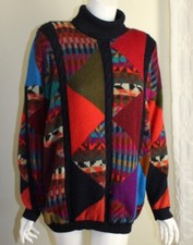 AS IS Peruvian Connection Sz S M Alpaca Patchwork Turtleneck Sweater Artsy