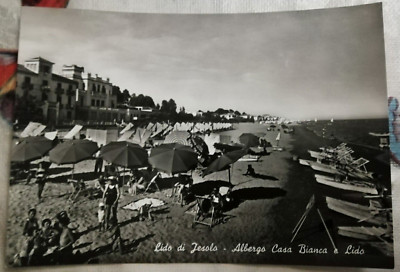 LIDO DI JESOLO - HOTEL CASA BIANCA E LIDO - VINTAGE POSTCARD 1956