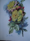 UNUSED 1960s vintage greeting card Alfred Mainzer BIRTHDAY Yellow Roses glitter — photo 3