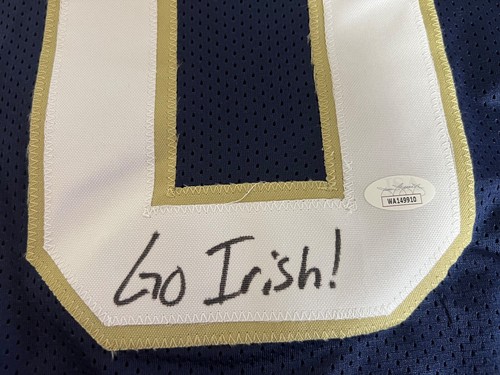 Drew Pyne Notre Dame Irish Auto Signed Blue Jersey JSA Wit #d Sticker Go Irish - - Picture 3 of 4