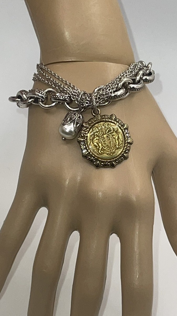 Brighton Silver tone STATEMENT Charm Bracelet Retired “IN LOVE FIND TRUTH”