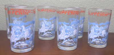 Warner Bros Looney Tunes Glasses Thufferin' Thuccotash!! Vintage SET OF SIX (6)