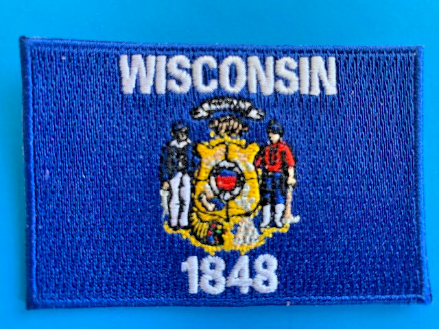 WISCONSIN STATE FLAG EMBROIDERED PATCH IRON-ON OR SEW-ON HI-QUALITY (3 ...