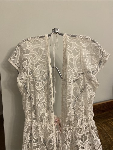NEW Victoria's Secret Embroidered Lace Sheer Swim Cover Up Women M/L Ivory - Picture 4 of 12