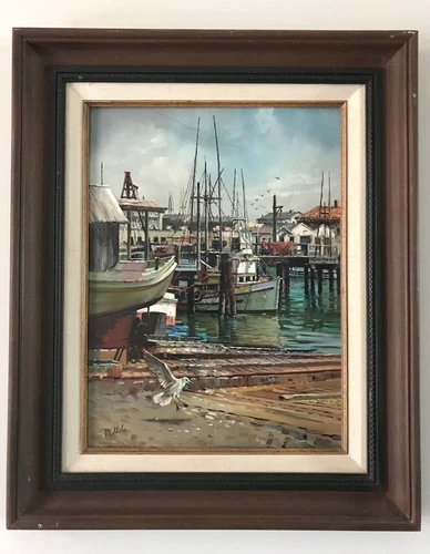 Filastro Fil Mottola Painting "San Francisco Fisherman's Wharf" Oil on Masonite