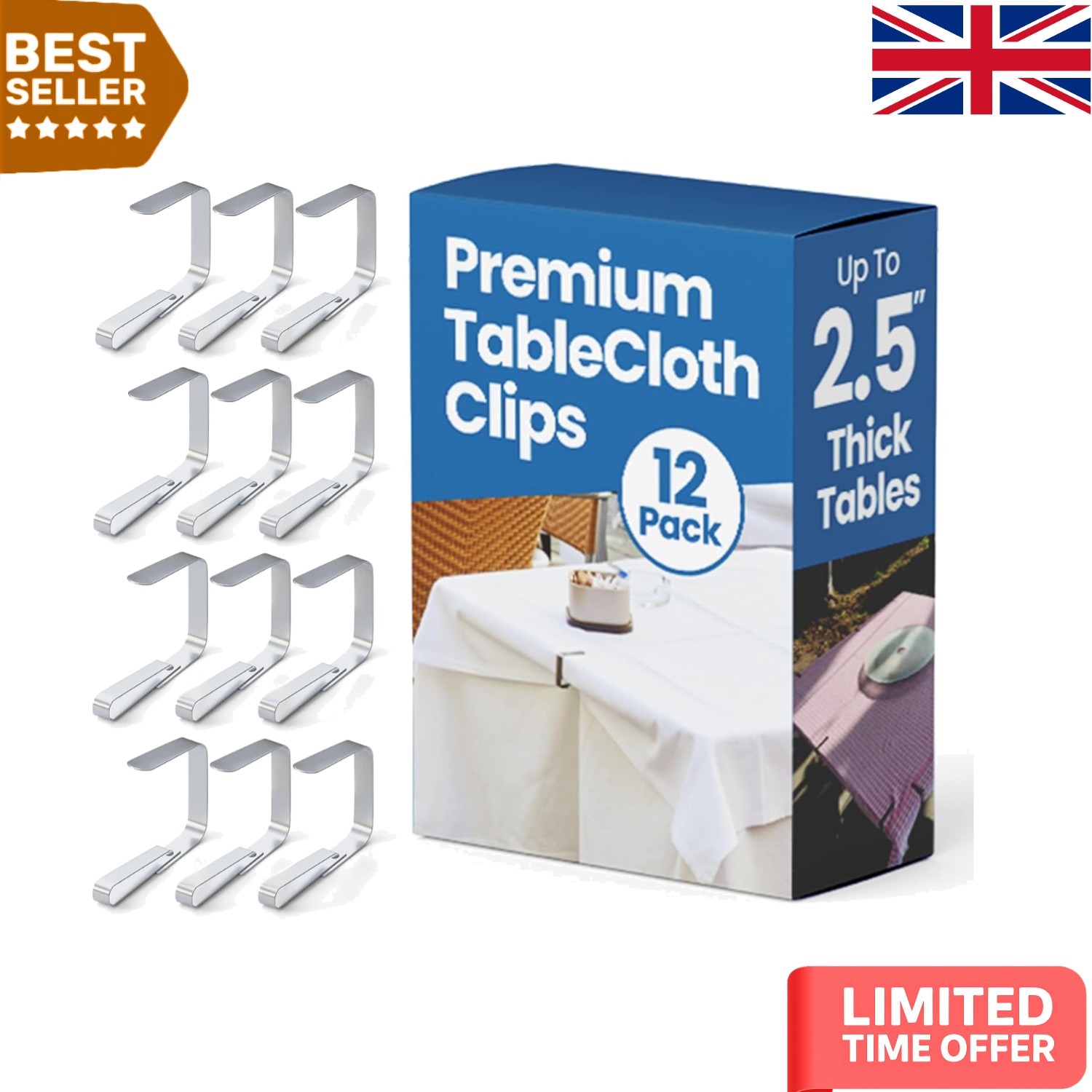Outdoor Tablecloth Clips - 12Pcs Stainless Steel Clips for Windy Conditions