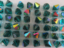 20 Vintage Swarovski Bicone Beads 12mm Emerald AB. #5301 (#364)