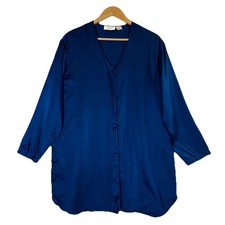 Vintage VICTORIA SECRET Gold Label Silk Satin Sleep Shirt Women s Small Blue