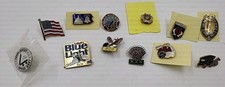 12 Vintage Bowling, Curling, Flag, Etc. Pins Lapel