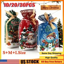 10/20/30PCS Christmas Sacks Party Present Gift Drawstring Holiday Gift Bags TL