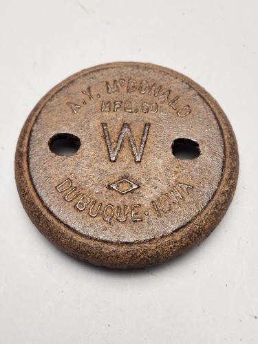 A.Y. McDonald Mfg. Co. Cast Iron Water Meter Box Cover Lid 1" Threaded W Dubuque