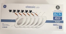 GE 6pk 65W Daylight Light Bulbs 6" LED Recessed Downlight Fixture Indoor