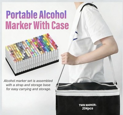 204 Colors Art Marker Set Dual Tip Coloring Pens for Kids Adults Drawing Gift