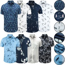4 Pack Springfield Mens Hawaiian Shirt Floral Printed Holiday Beach Casual Wear
