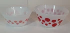 Federal Glass Mixing Bowl Set 2 Atomic Polka Dots Nesting Milk Pink Red Vintage