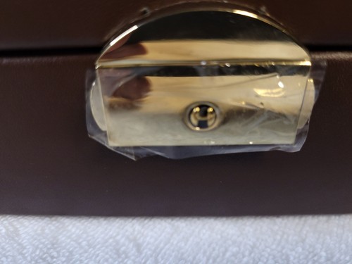 Scatola orologio Techswiss pelle marrone stampa leopardata 8 slot con serratura e chiave - Foto 5 di 11