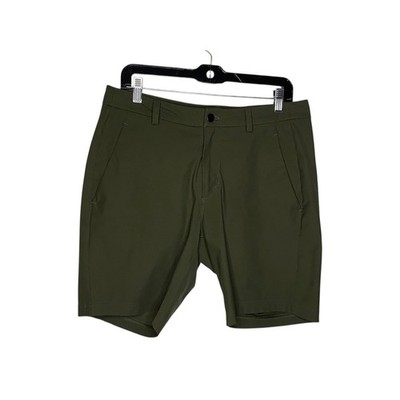 Lululemon Commission Shorts Mens 33W 8'' Khaki Green Nylon Poly Tech Golf