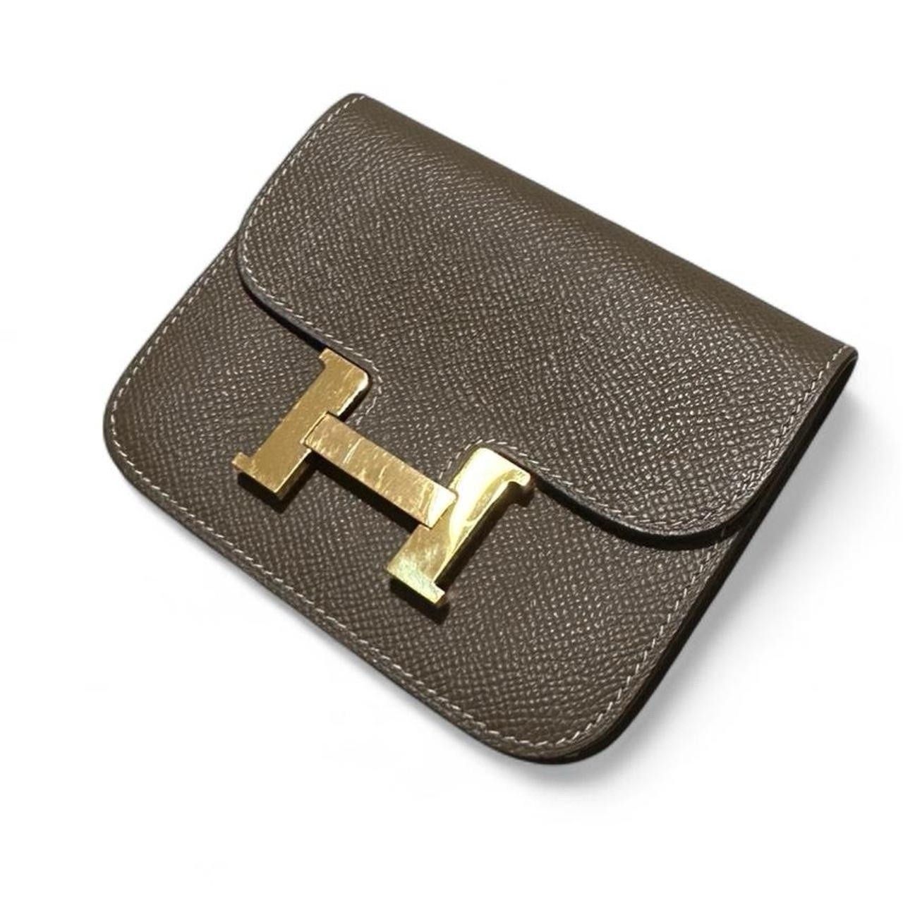 Hermes Constance Etoupe Slim Wallet Epsom Leather Excellent Condition