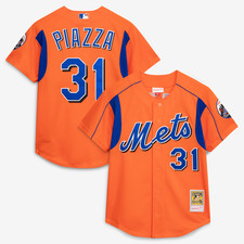 Men's Mitchell & Ness Mike Piazza Orange New York Mets Cooperstown Collection