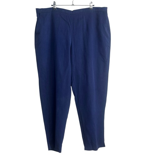 Eileen Fisher Hose Gr. XL blau Pull On gerades Bein Stretch Krepp Reise F5LTT