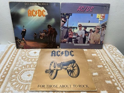 Acdc For Those About To Rock / Let There Be Rock / Dirty Deeds Lot Of 3 Lp Vinyl