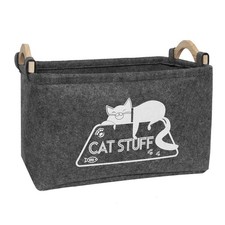 Cat , Cat Storage Basket with Handles, Felt Pet Basket Pet Supplies Storage B...