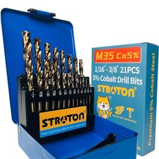 5 Cobalt Drill Bit Set 1/163/8 Inch 21pcs For Stainless Steel Hard Metal Cast