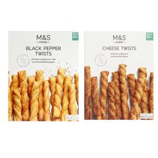M&S Cheese Twists Black Pepper Snacks Vegan All Butter Snacks to Choose