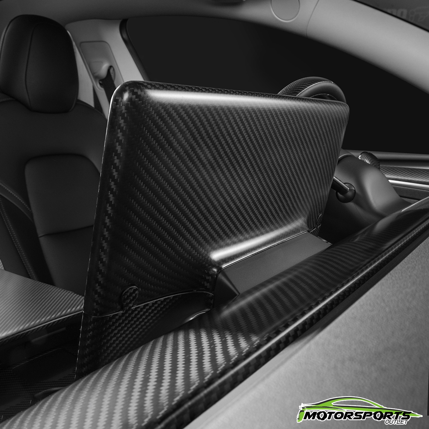Fit 17-23 TESLA Model 3/Y Carbon Fiber 3K Display Shade Cover Black