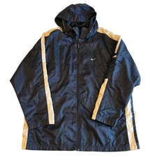 Vintage 90s Nike Windbreaker Jacket Navy Blue White XL Full Zip Mesh Lined Hood