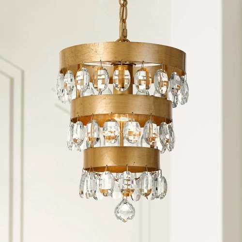 Crystorama Perla 10"W Antique Gold Crystal Mini-Chandelier - Picture 1 of 6