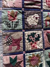 Quilt 39x 41 Handmade Folk Art Animals Flag Fruit Etc Estate Find Read