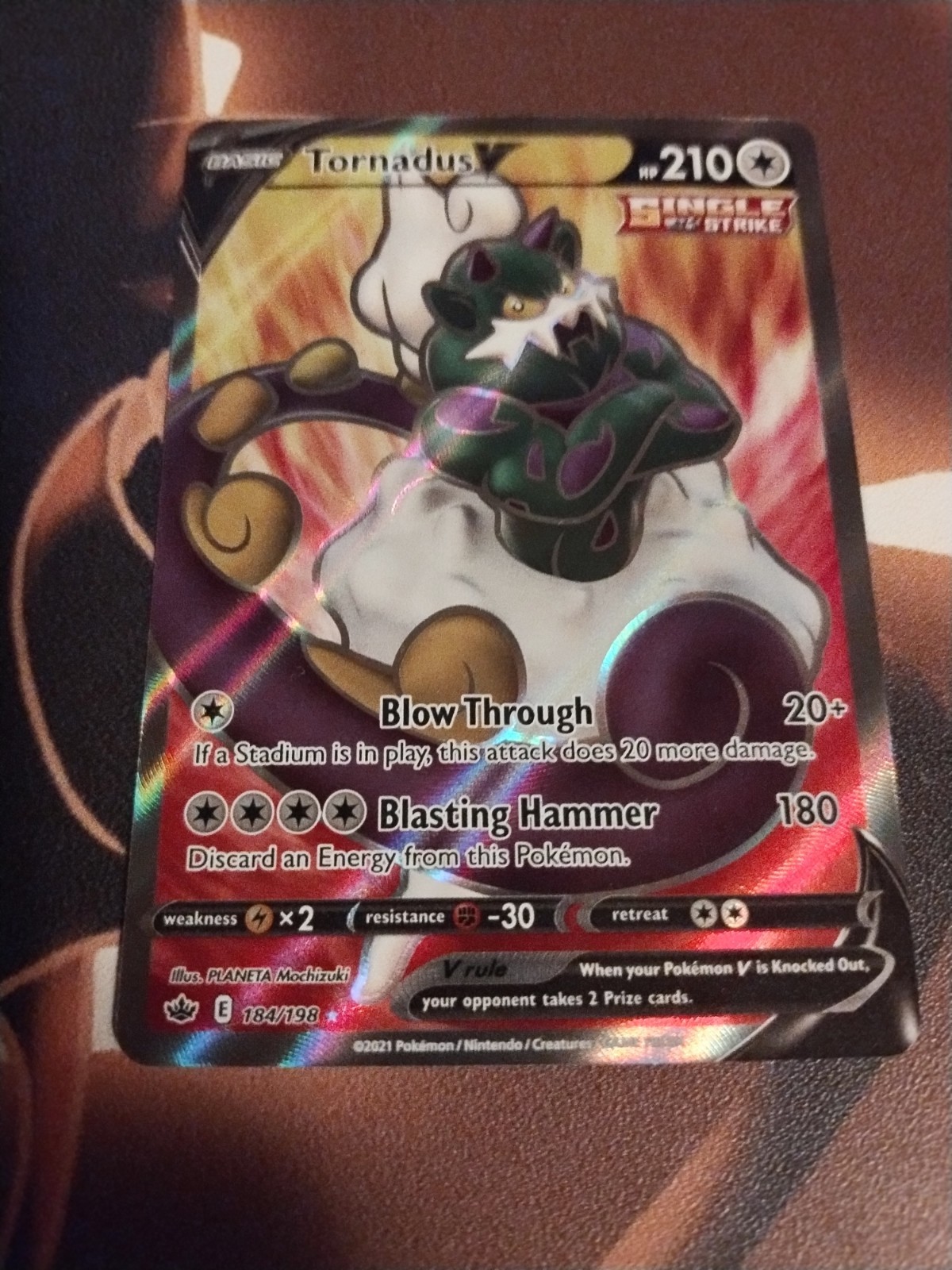 Tornadus V (Full Art) 184/198 Swsh06: Sword & Shield - Chilling Reign Holo-NM