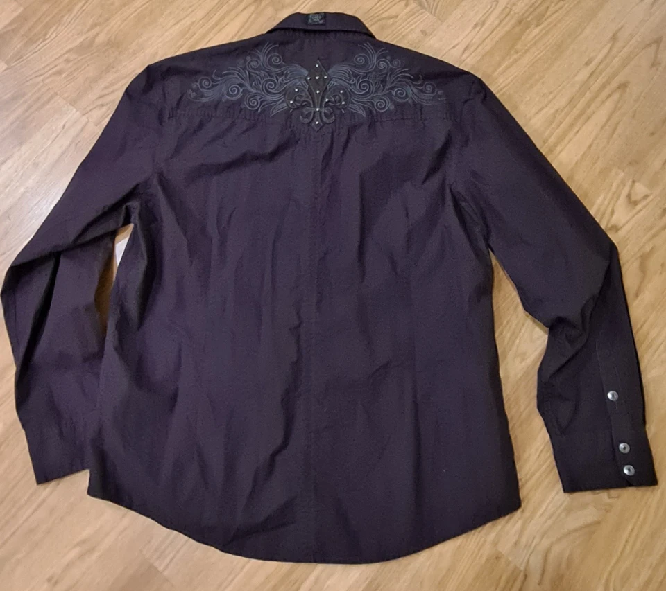 HOUSE OF LORDS El Chapo Narco 衬衫男式尺寸 3XL 紫色长袖休闲西部 — 第 2/4 张图片