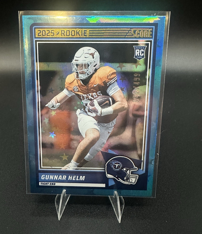 Panini 2025 Score Football Gunnar Helm #99 Rookies /499  Titans UT Texas Austin