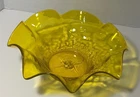 Blenko  3744X - Very Old Design Ruffled Crackled Glass Bowl Yellow 9.5” X 3.75”