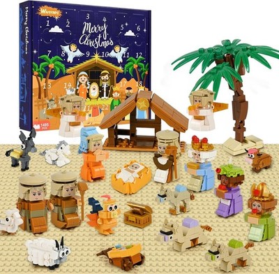 Nativity Advent Calendar 2025, 24 Days Christmas Building Blocks Kits, Christmas