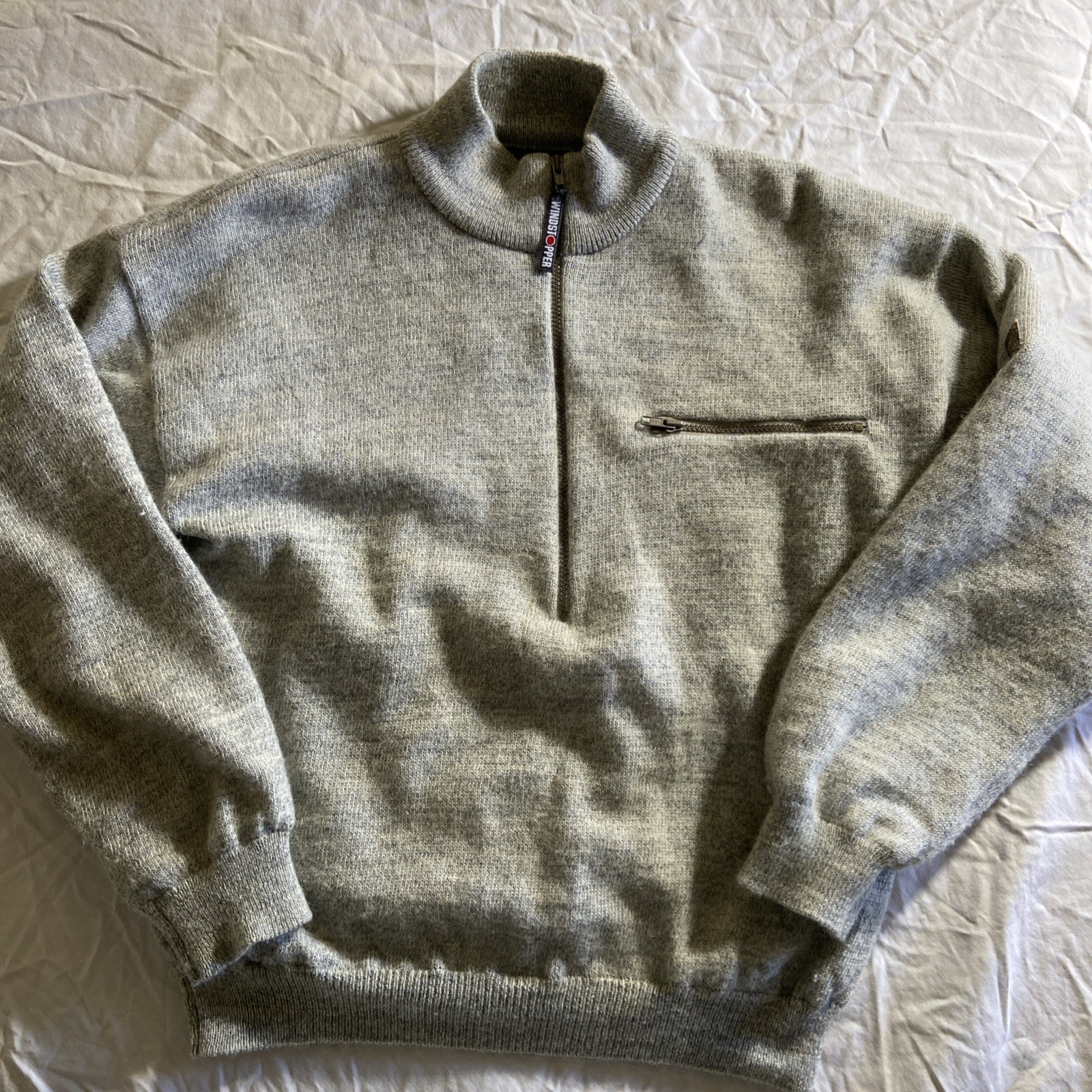 Cabela’s Men’s Wool Windstopper Half-Zip Pullover Gray Size Large – Rugged