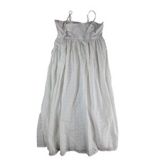A New Day Dress Women Medium White Midi Spaghetti Strap Eyelet Sundress NWT