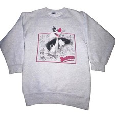 Vintage 90s Looney Tunes Sylvester the Cat Sweatshirt Black Size SMALL Crewneck