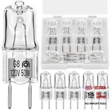 12 Pack Halogen Light Bulbs - 50W 120V T4 JCD Type Bi-Pin Base, Dimmable G8