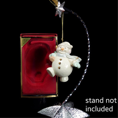 Vtg 2001 Lenox Ornament Snowman toting Tree Porcelain 24K Gold Accent NIB