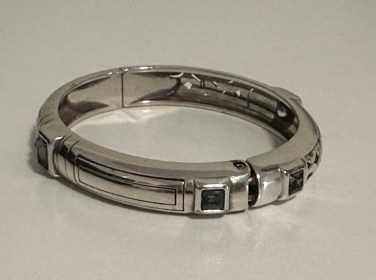 Brighton Hinged Bangle Bracelet, Silver Tone, Cry… - image 6