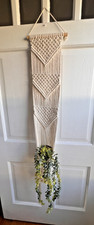 Macram  Wall Hanging Planter and Faux Trailing Green Plant 42" Long x 9" Wide