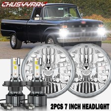 Pair 7 Inch Round White Led Headlight Hilo Beam For Ford F100 F150 F250 Truck