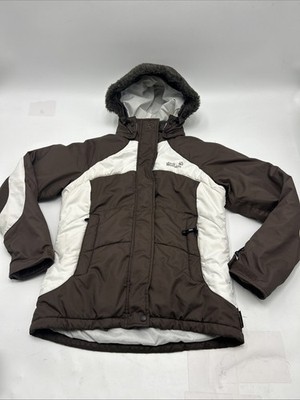 Jack Wolfskin STORMLOCK Women's  Hooded Jacket Coat Size S Brown White