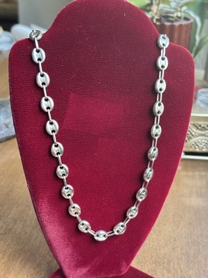  925 Sterling Silber Puffed Mariner Gliederkette Halskette 