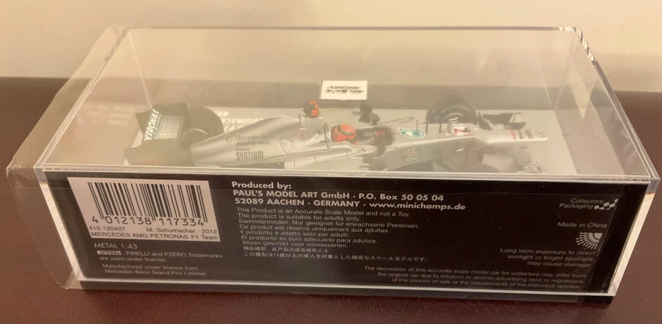 MINICHAMPS 1:43 MERCEDES W03 M. SCHUMACHER LAST RACE BRAZIL GP 2012 MSC#52 - Image 3 of 3