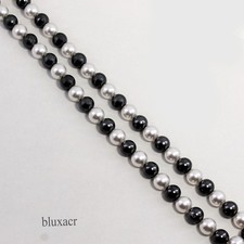 Natural South Sea "Cook Islands" 8.00 MM White & Slate Balck Pearl Strand 15"
